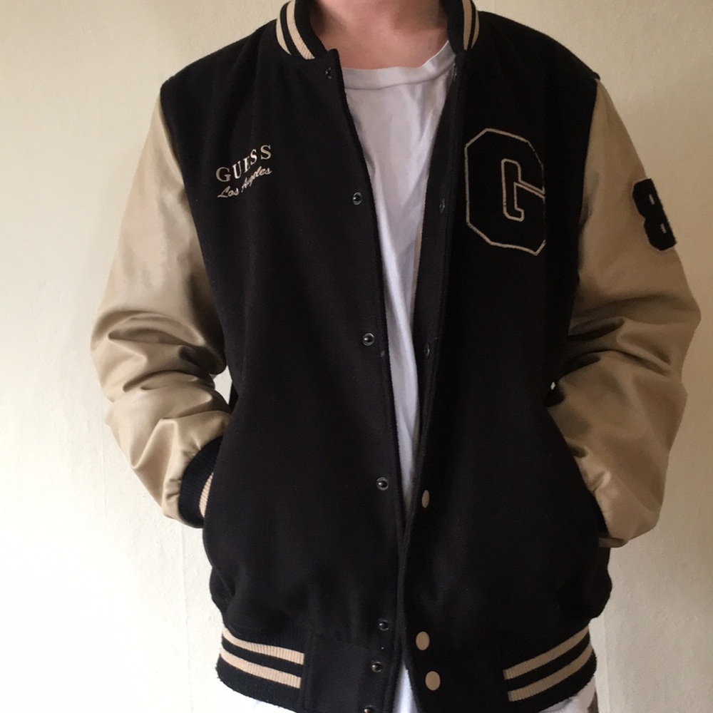 Black and tan guess Leatherman jacket